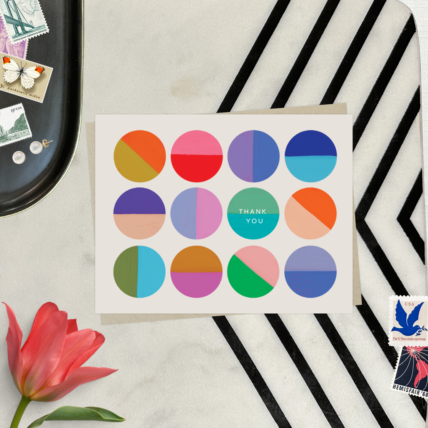 Barone and Co. - Colorful Circles Thank You Card