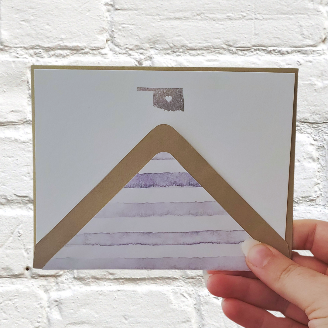 Oklahoma Silver Foil Flat Notecard Set