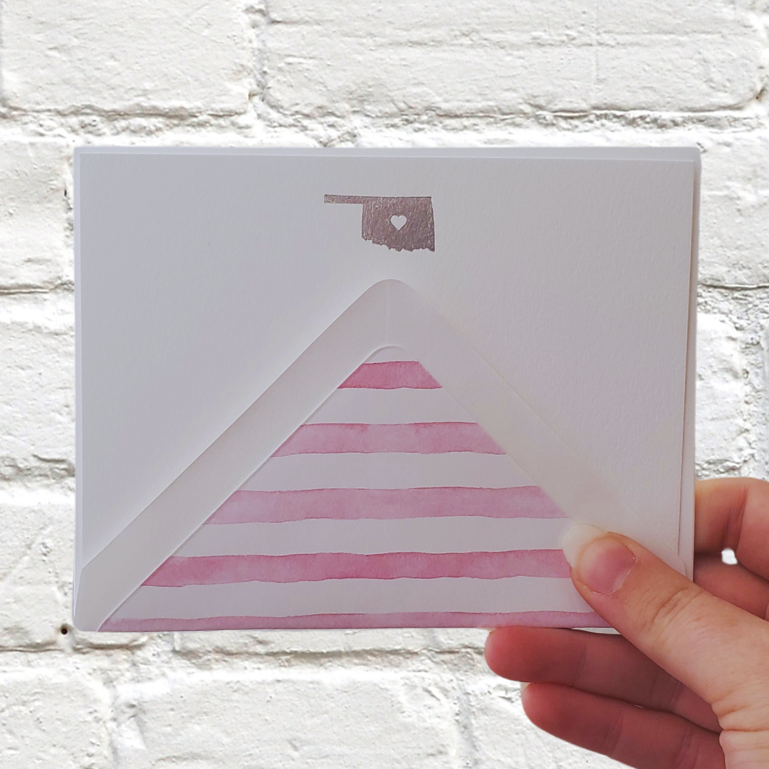 Oklahoma Silver Foil Flat Notecard Set