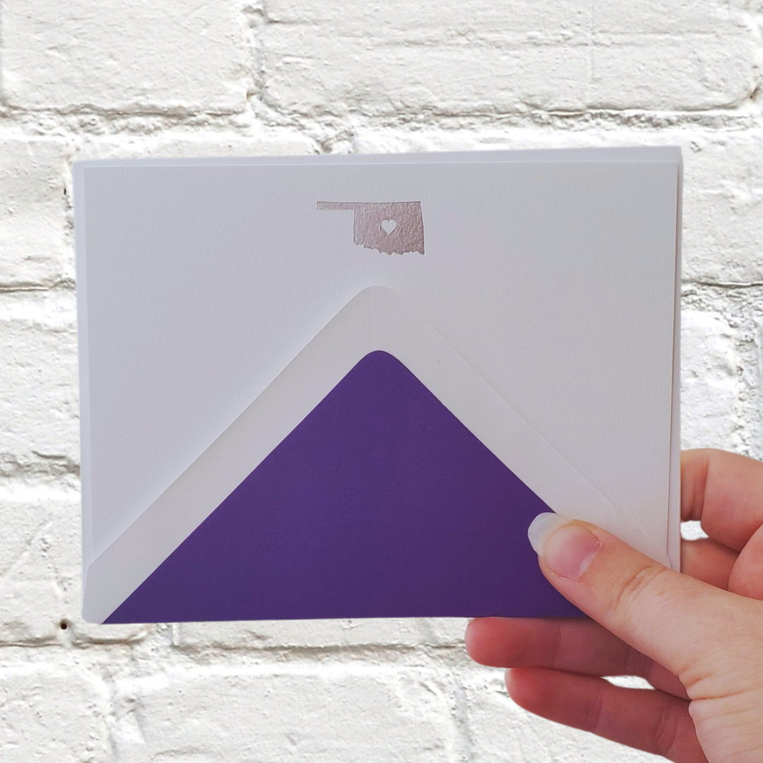 Oklahoma Silver Foil Flat Notecard Set