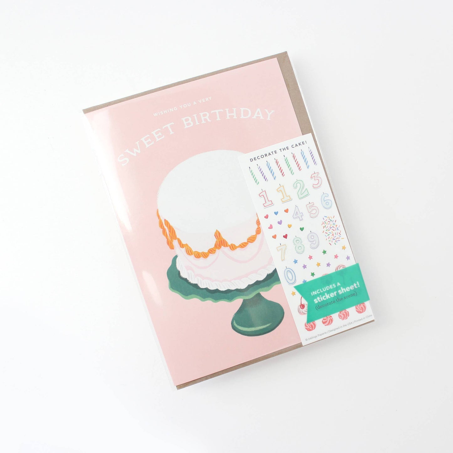 Inklings Paperie - Sticker Scene Card - Decorate a Cake