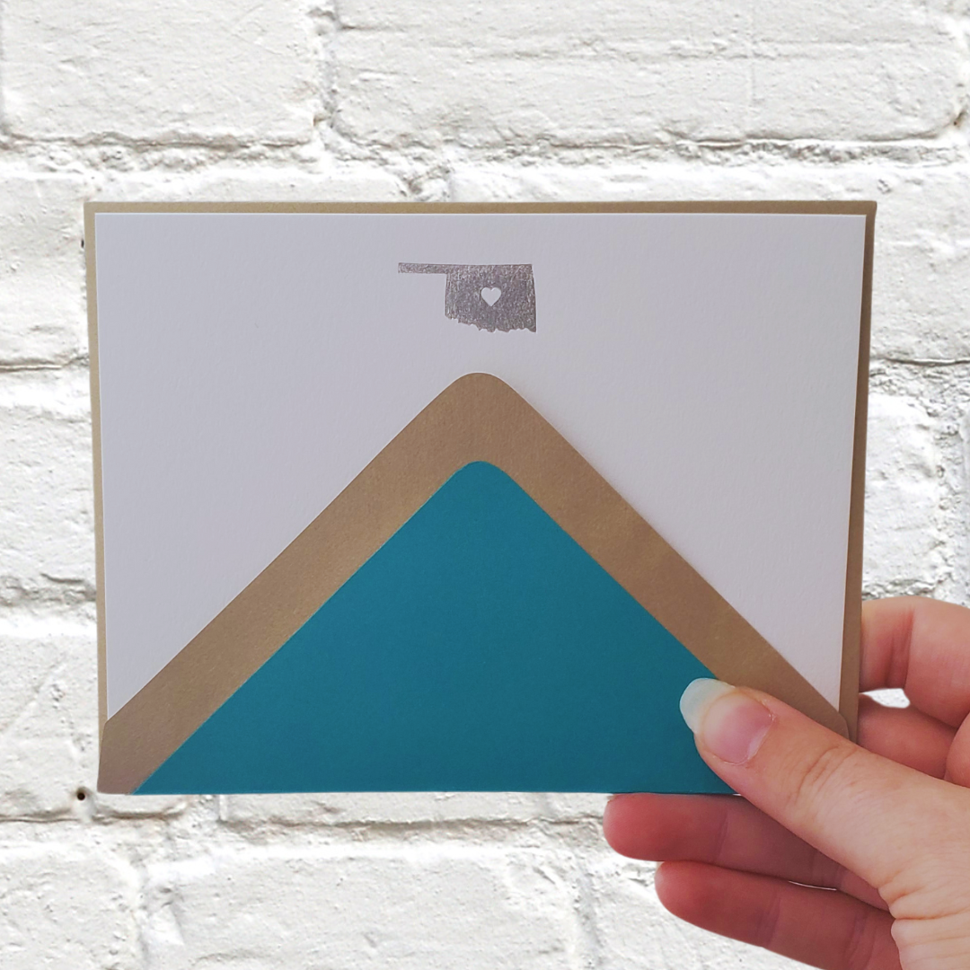 Oklahoma Silver Foil Flat Notecard Set