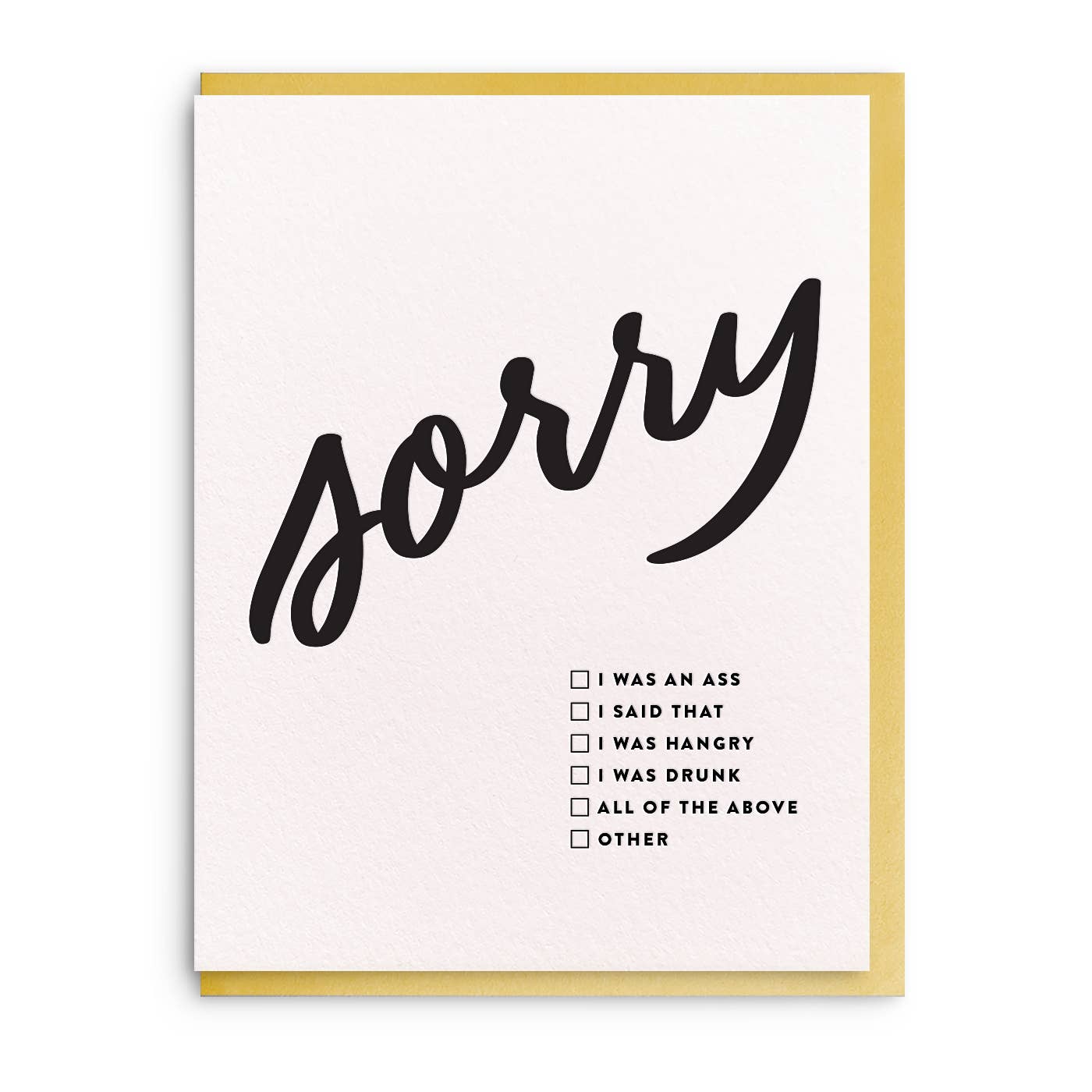 Dahlia Press - Sorry Checkbox - Letterpress Sympathy Card