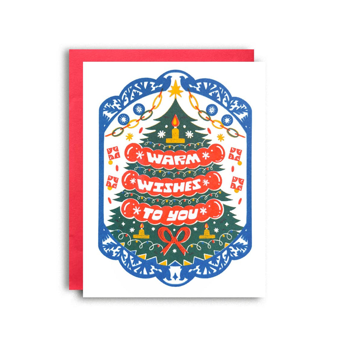 Pier Six Press - Warm Wishes Christmas Tree - Risograph Holiday card