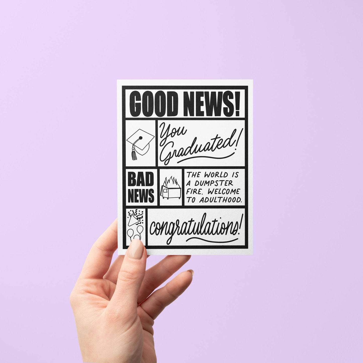 MangoIllustrated - Good news bad news graduation card