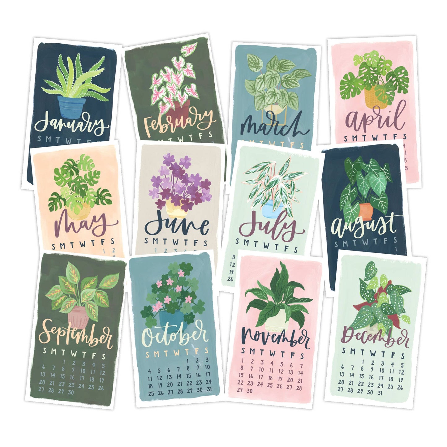 1canoe2 | One Canoe Two Paper Co. - Potted Plants 2026 Mini Desk Calendar with Wooden Block