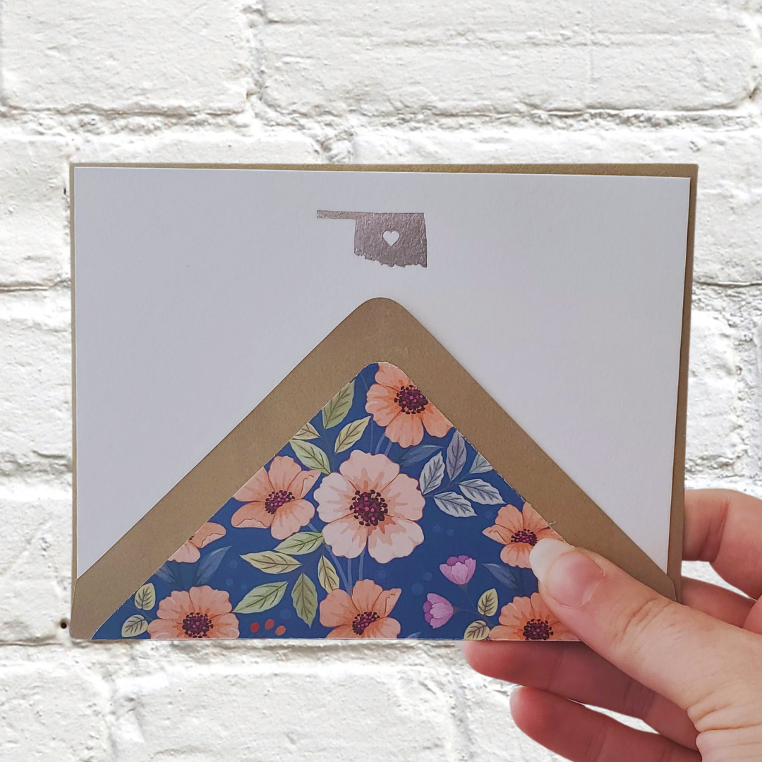 Oklahoma Silver Foil Flat Notecard Set