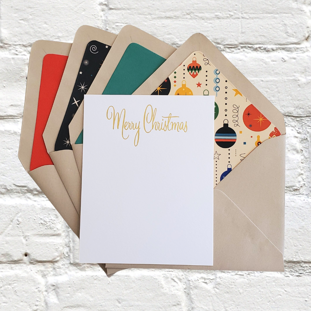 Retro Christmas Nostalgia - Foil Flat Notecard Set