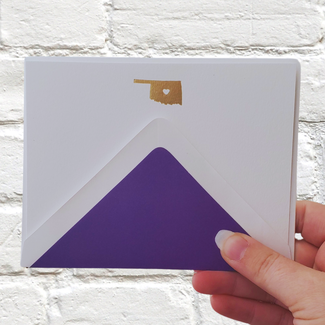 Oklahoma Gold Foil Flat Notecard Set