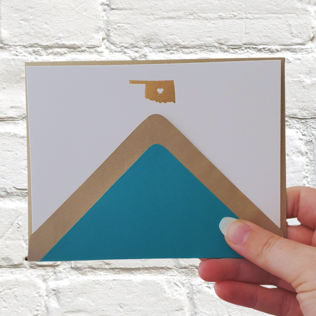 Oklahoma Gold Foil Flat Notecard Set