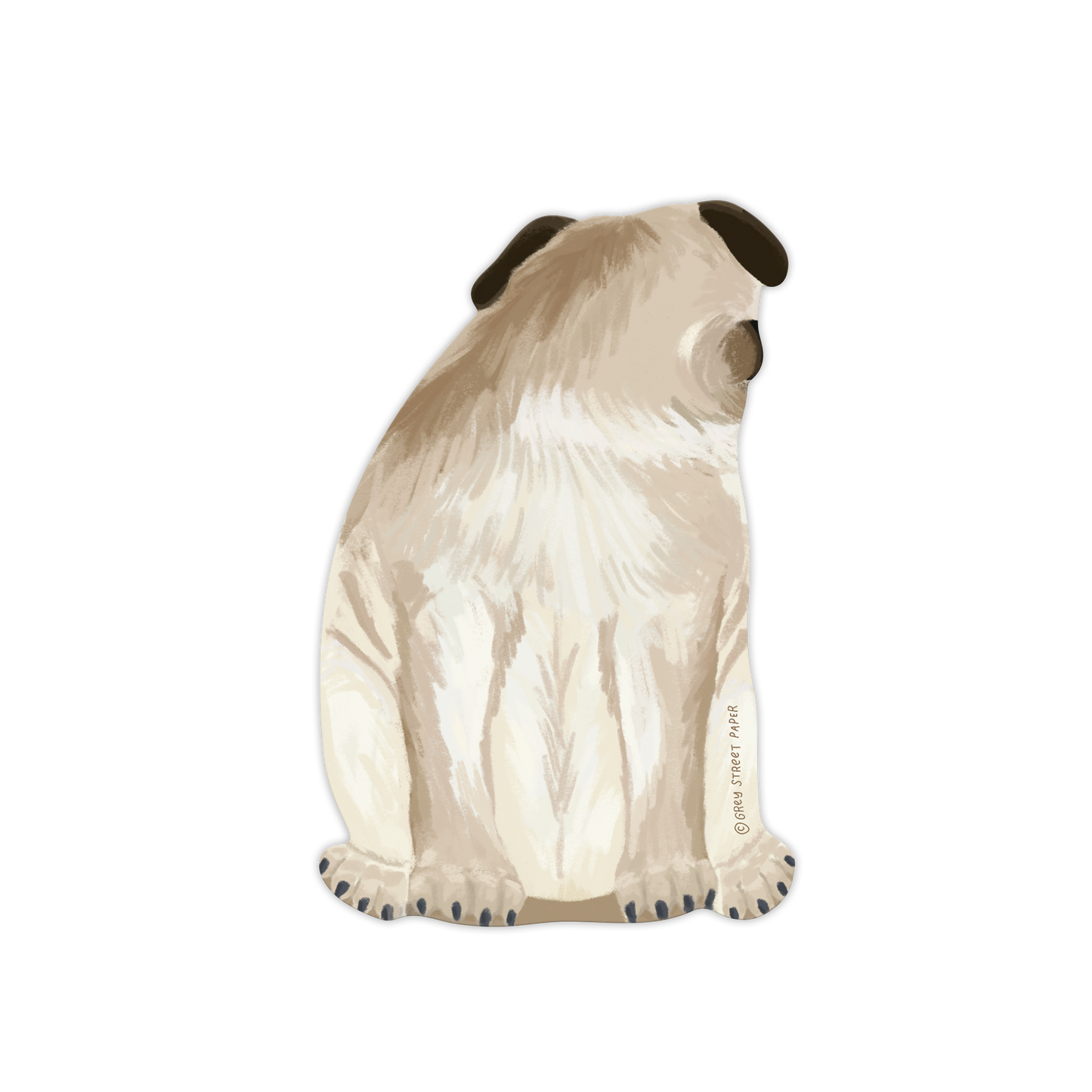 Grey Street Paper - Pug Dog Die-Cut Bookmark