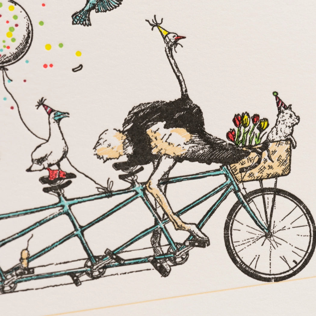 Porchlight Press Letterpress - Tandem Bike Party Card