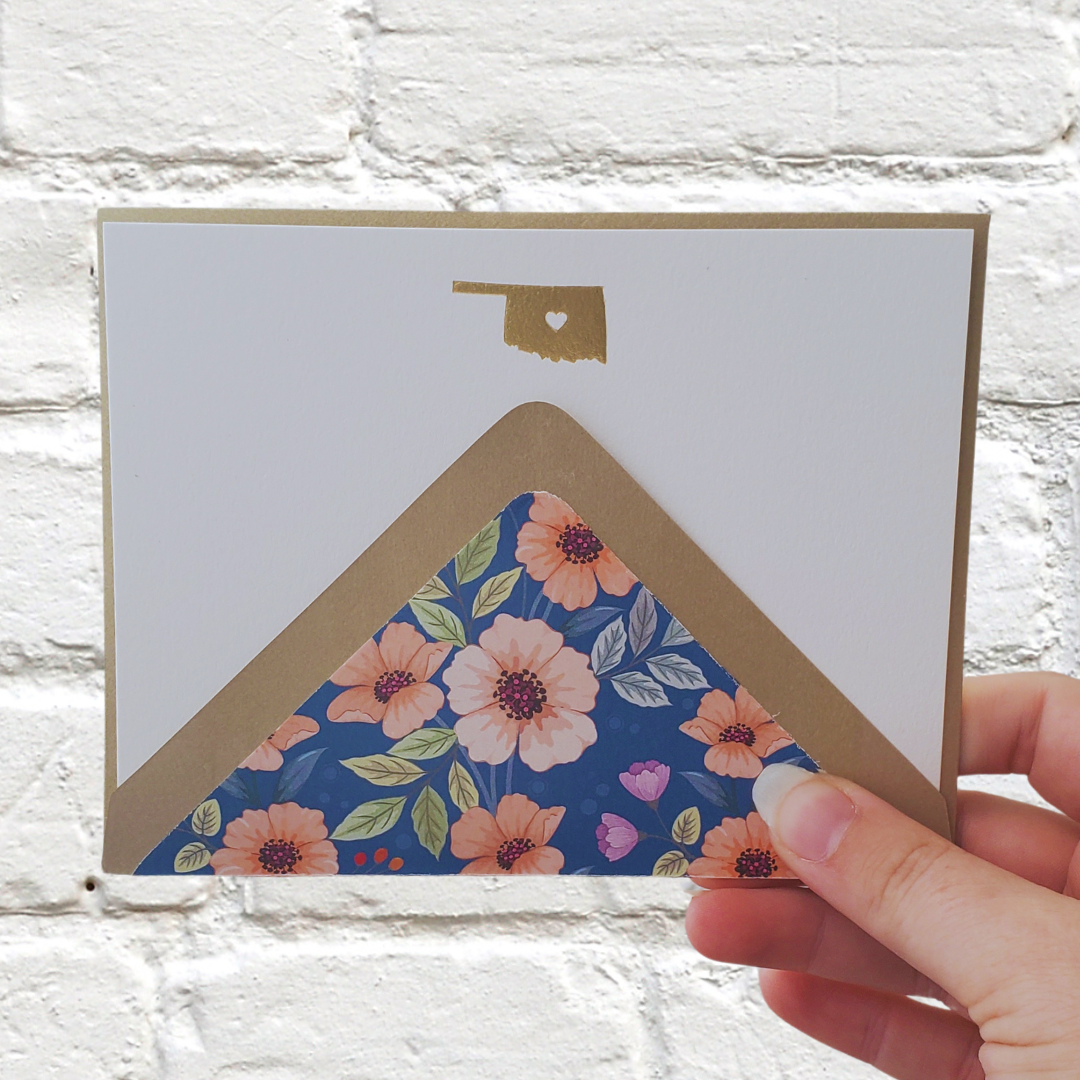 Oklahoma Gold Foil Flat Notecard Set