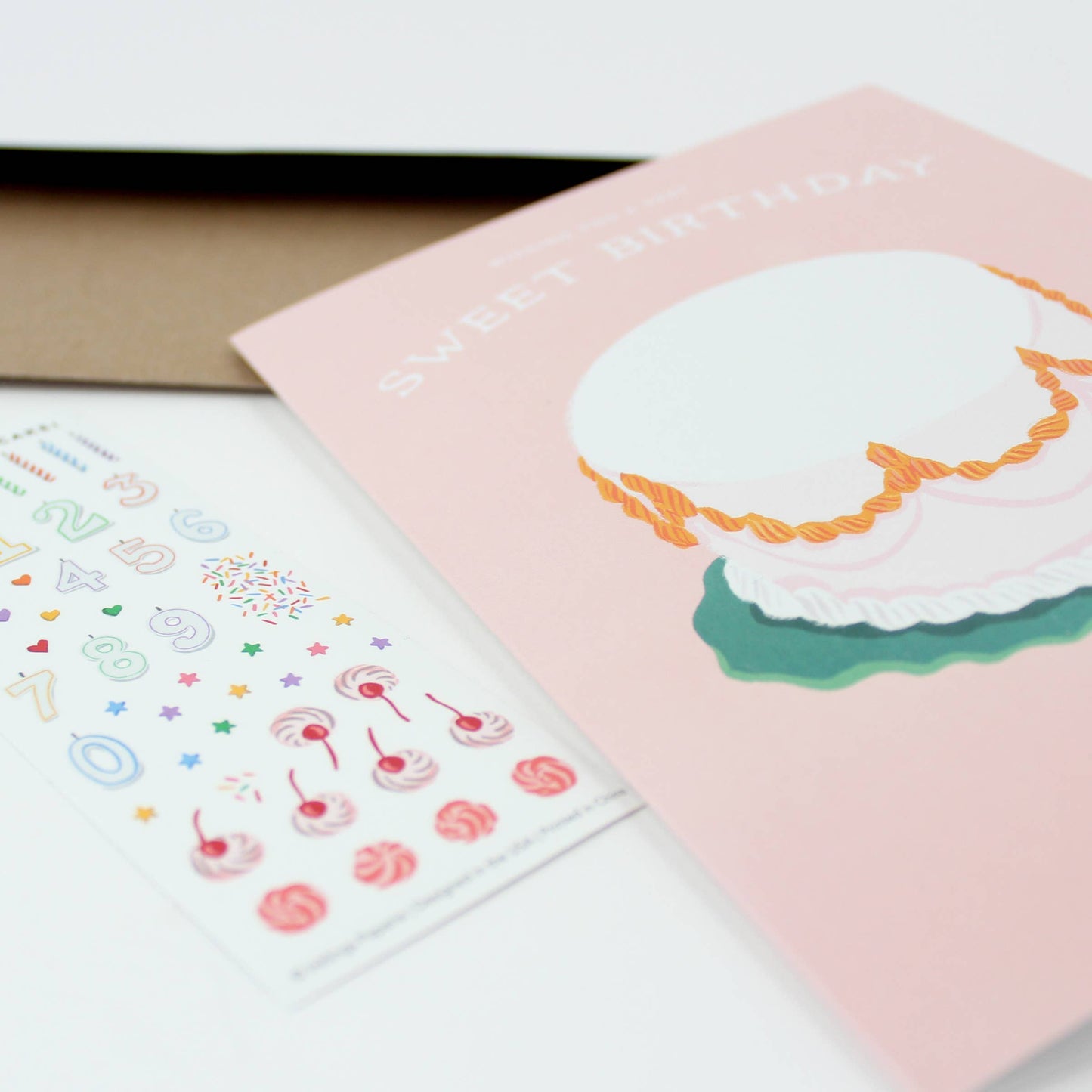 Inklings Paperie - Sticker Scene Card - Decorate a Cake