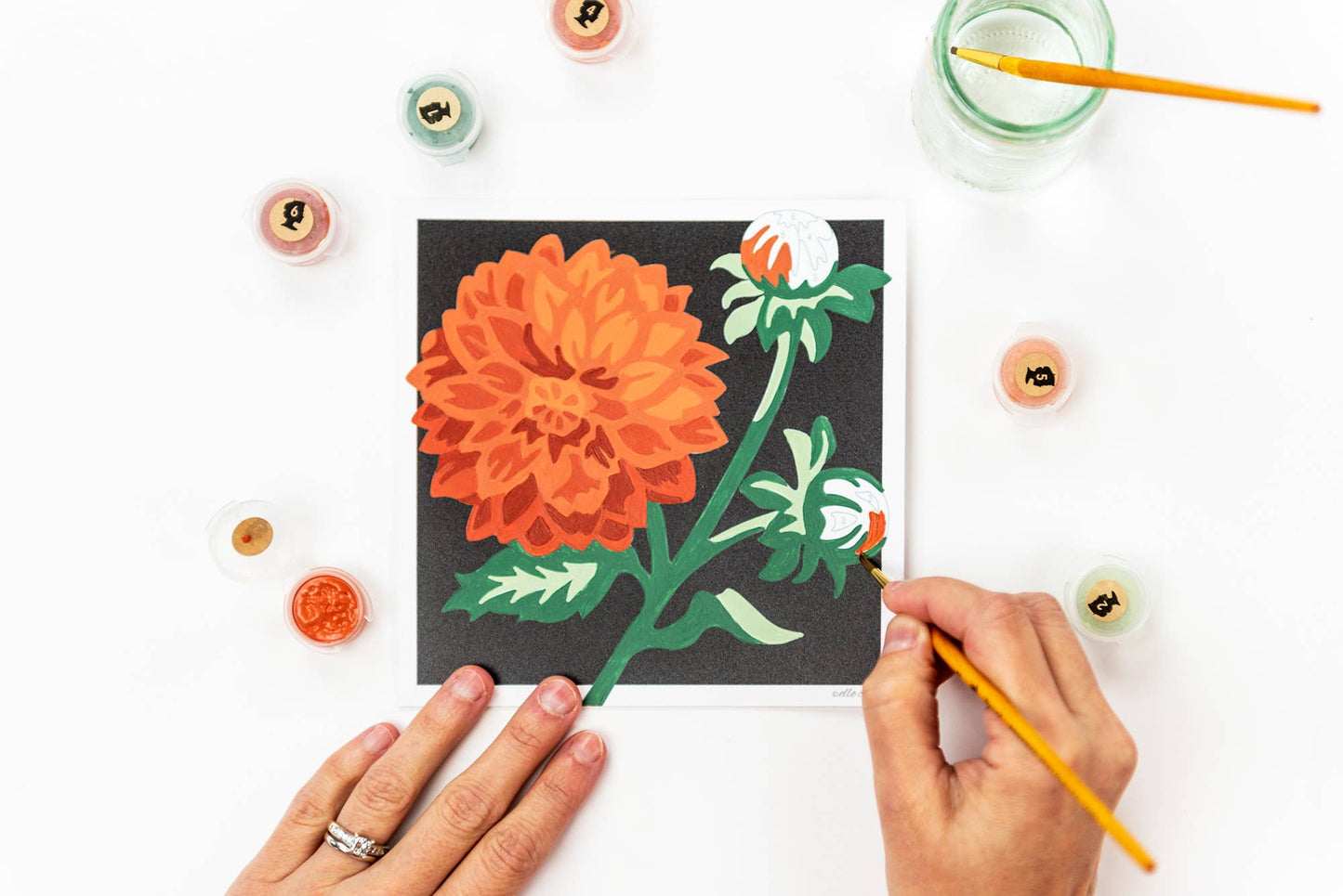 Elle Crée (She Creates) - Dahlias MINI Paint-by-Number Kit