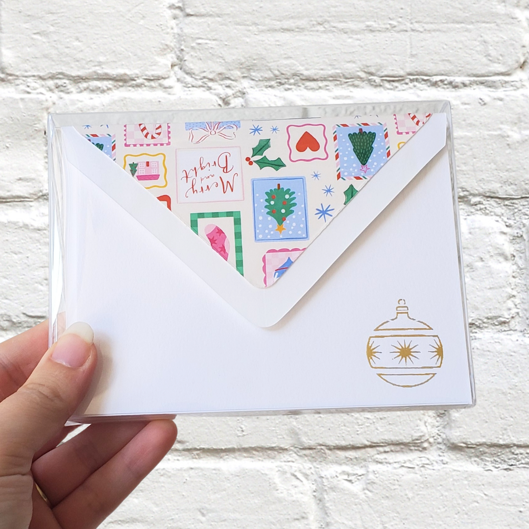 Ornament Whimsy - Foil Flat Notecard Set