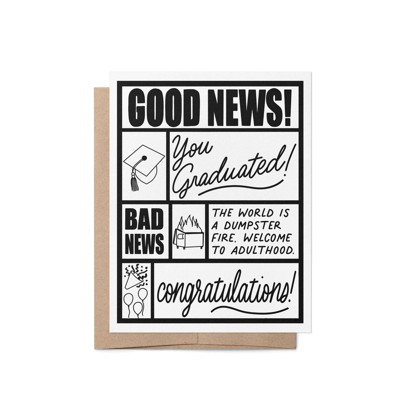 MangoIllustrated - Good news bad news graduation card