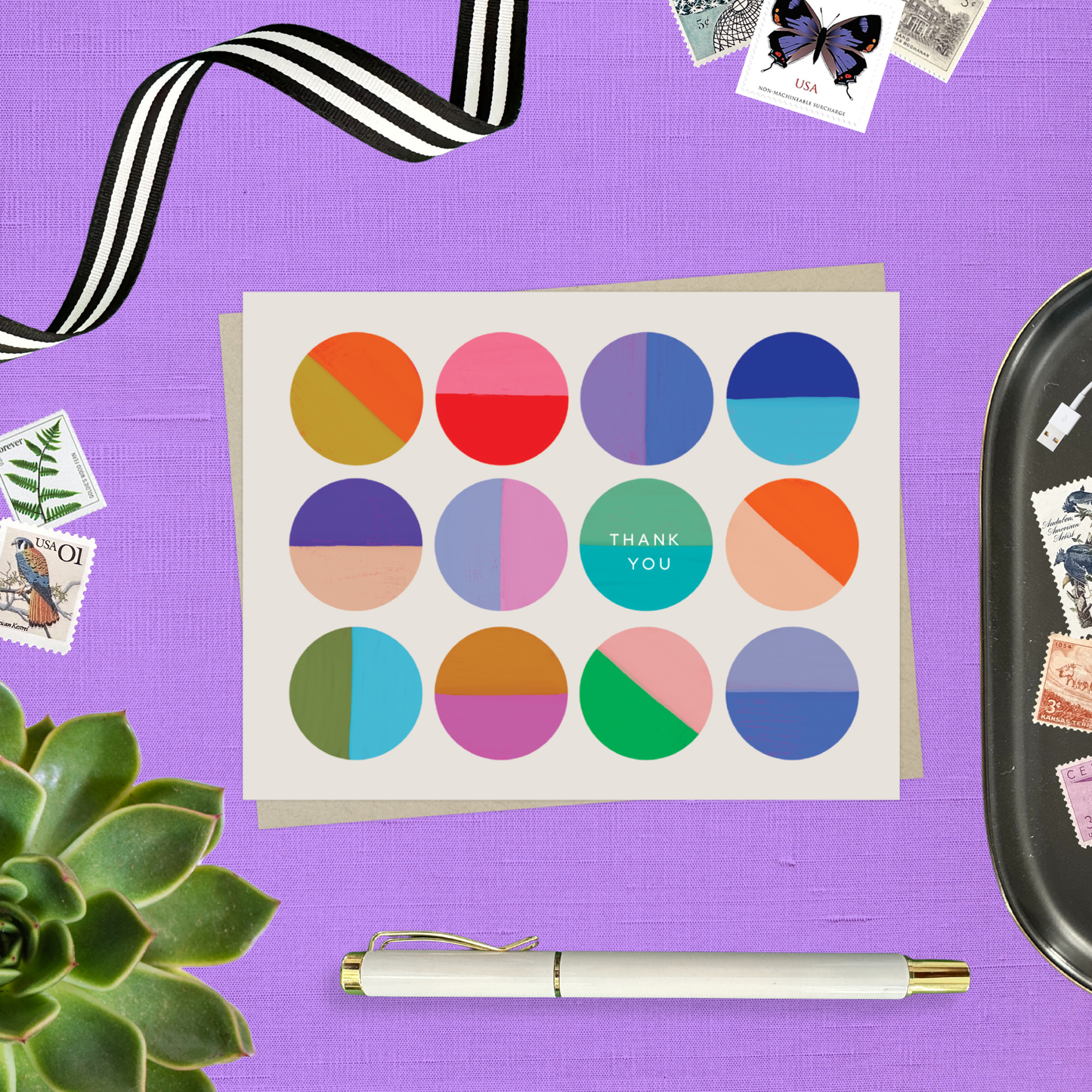 Barone and Co. - Colorful Circles Thank You Card