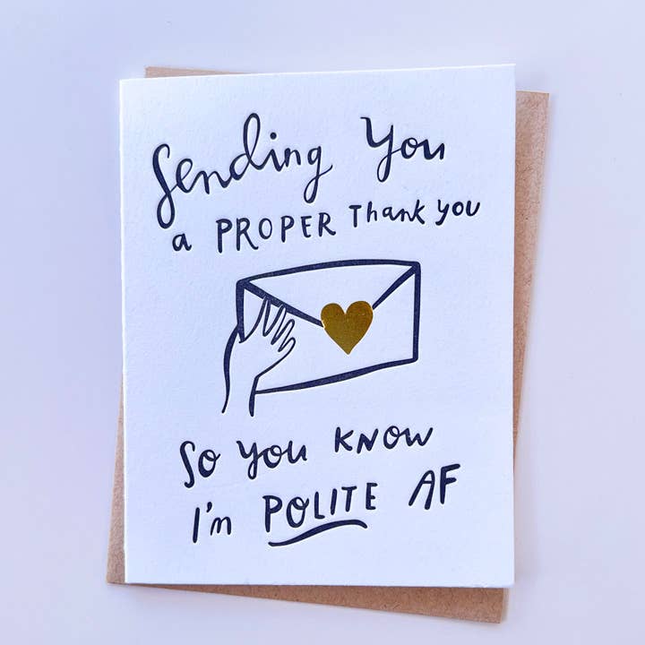 Polite AF - Gold Foil Thank You Card
