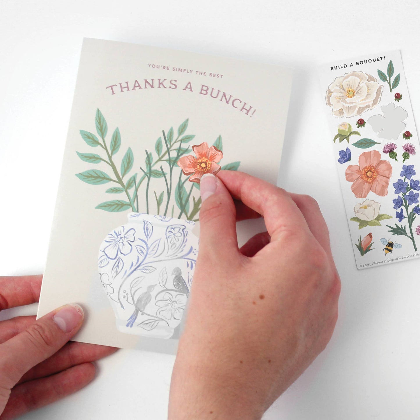 Inklings Paperie - Sticker Scene Card - Thank You Bouquet