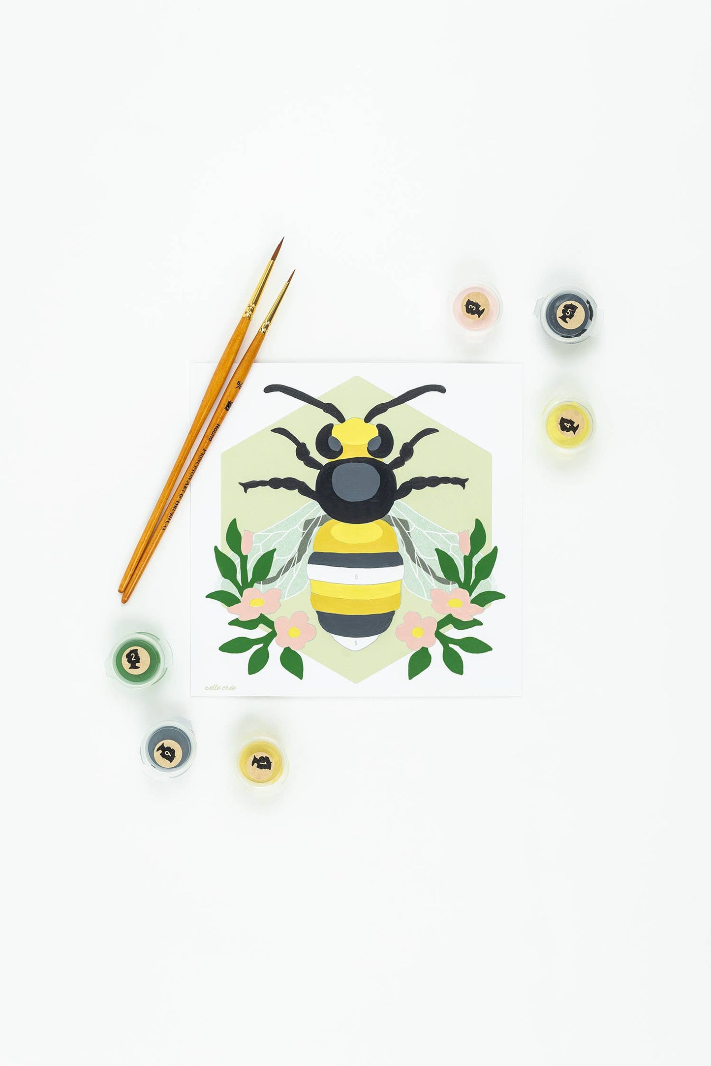 Elle Crée (She Creates) - Bee with Floral Garland MINI Paint-by-Number Kit