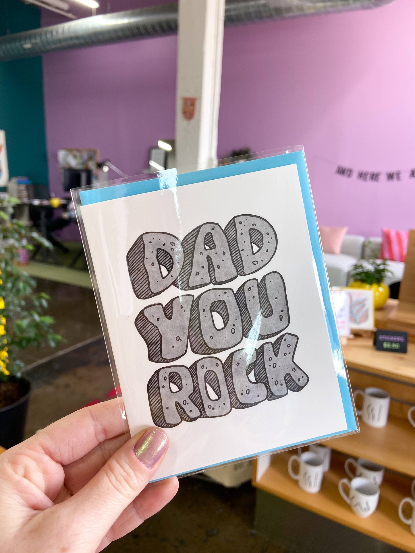 And Here We Are - Dad You Rock Birthday Letterpress Greeting Card - Father's Day