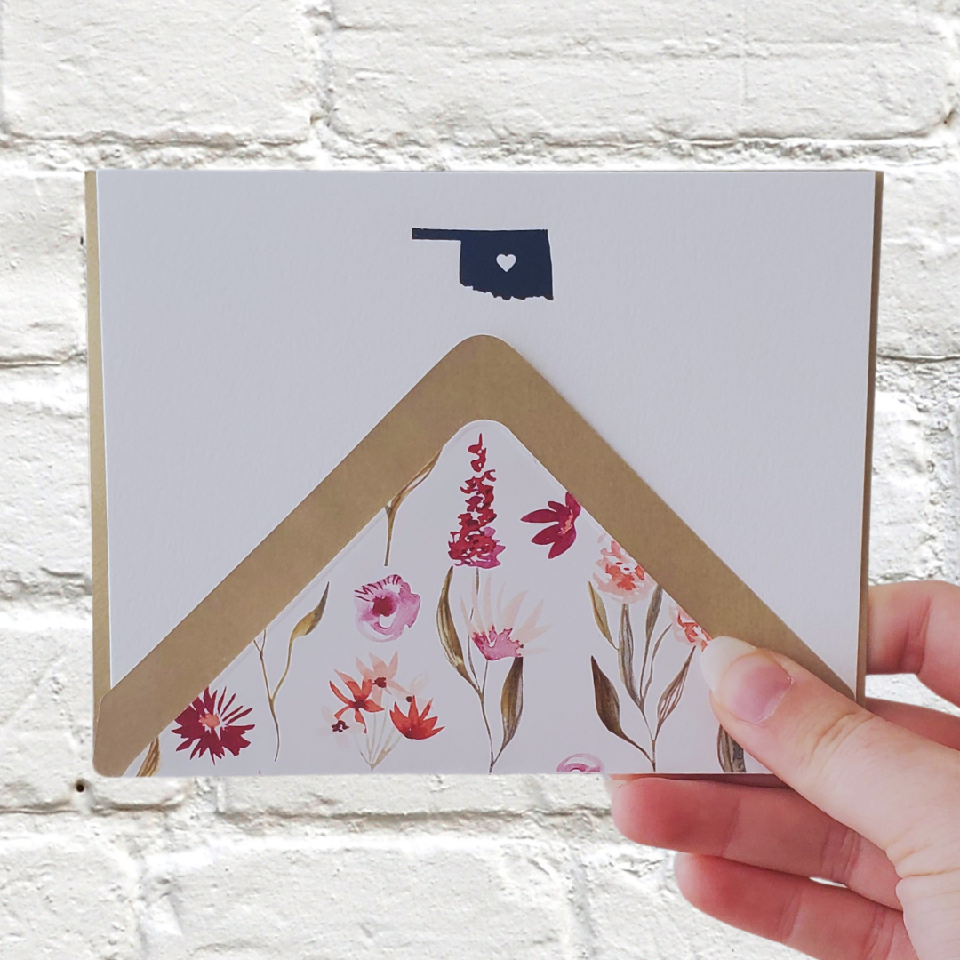 Oklahoma Navy Foil Flat Notecard Set