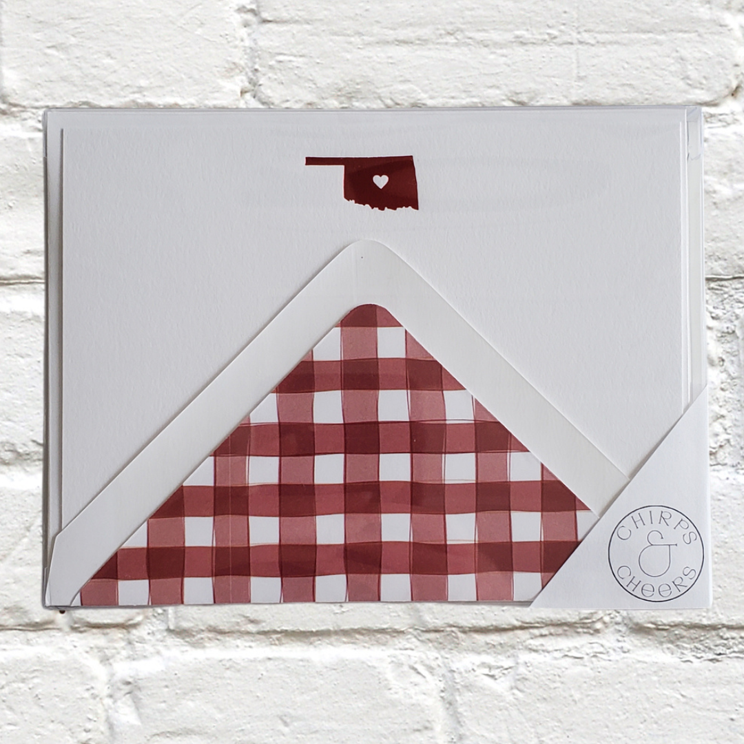 Oklahoma Red (OU) Foil Flat Notecard Set