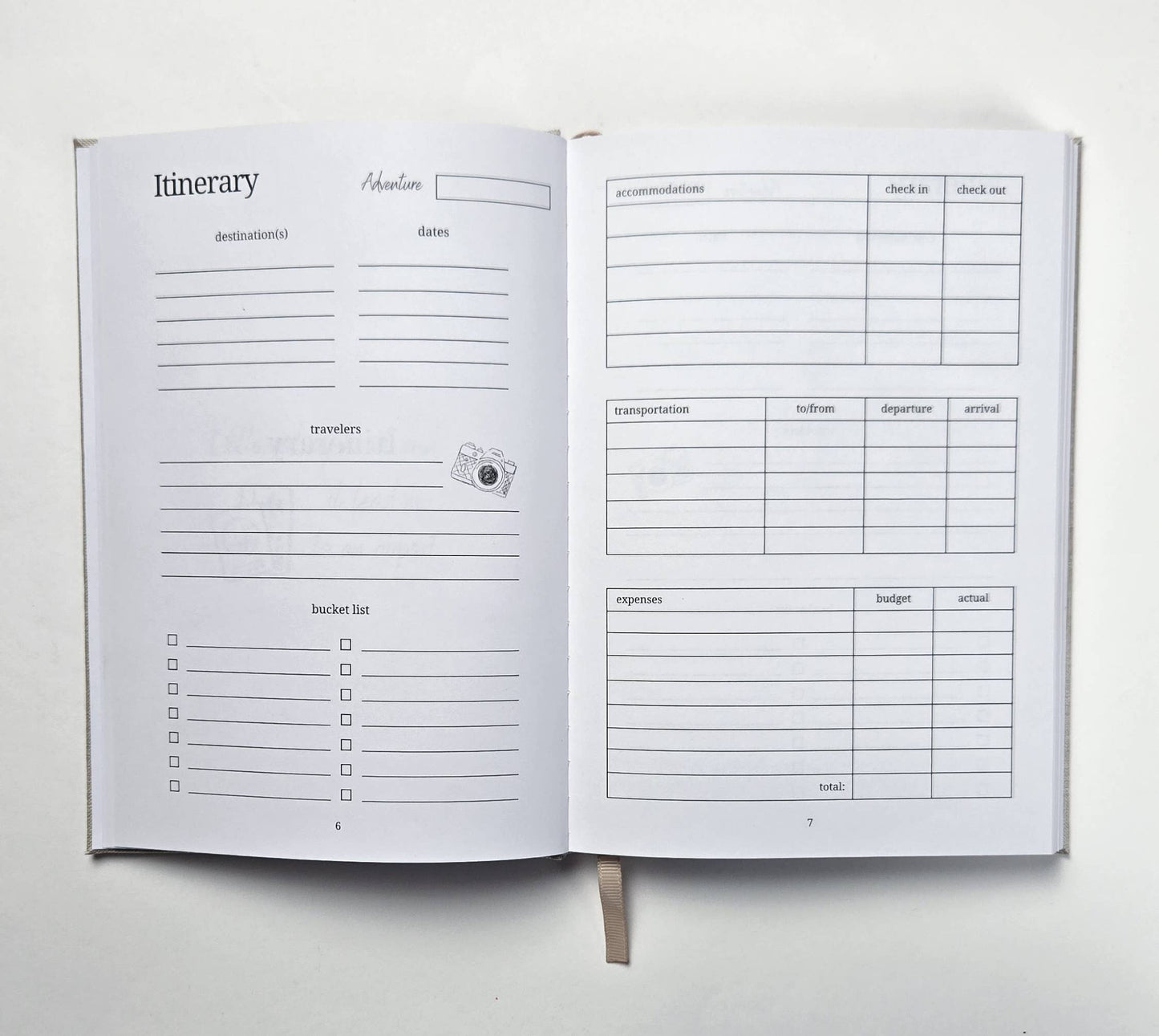 emmy+olly - Adventure Journal - Linen Customizable Travel Journal