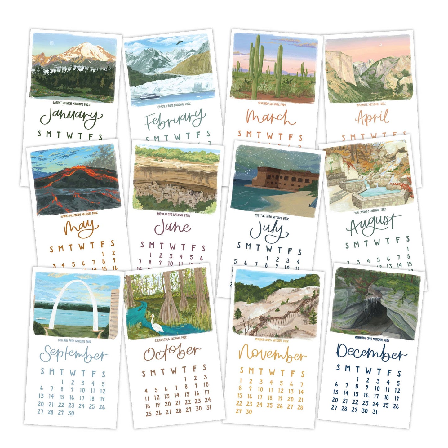 1canoe2 | One Canoe Two Paper Co. - National Parks 2026 Mini Desk Calendar with Wooden Block