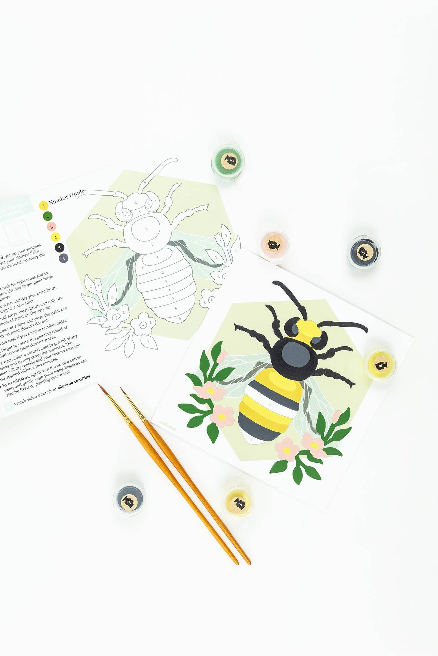 Elle Crée (She Creates) - Bee with Floral Garland MINI Paint-by-Number Kit