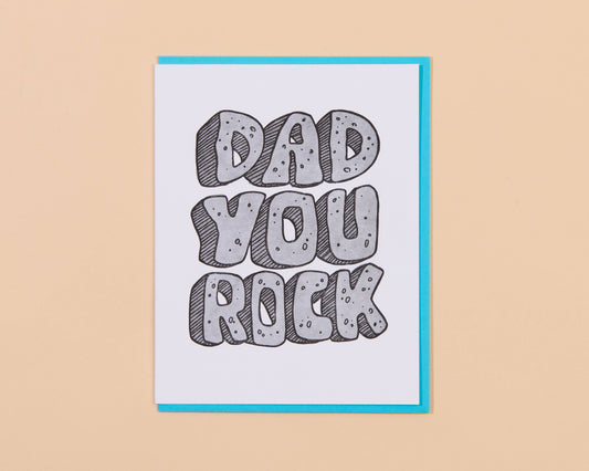 And Here We Are - Dad You Rock Birthday Letterpress Greeting Card - Father's Day