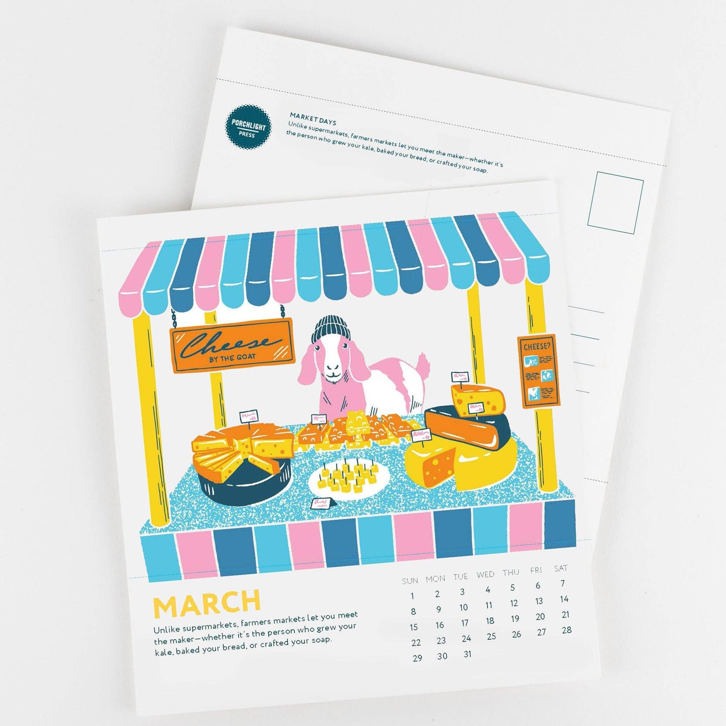 Porchlight Press Letterpress - 2026 Desk Calendar - Market Days