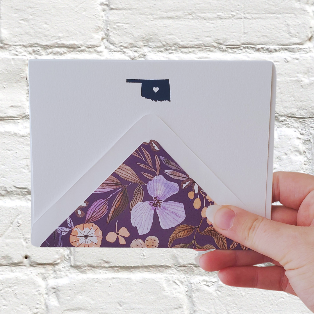 Oklahoma Navy Foil Flat Notecard Set
