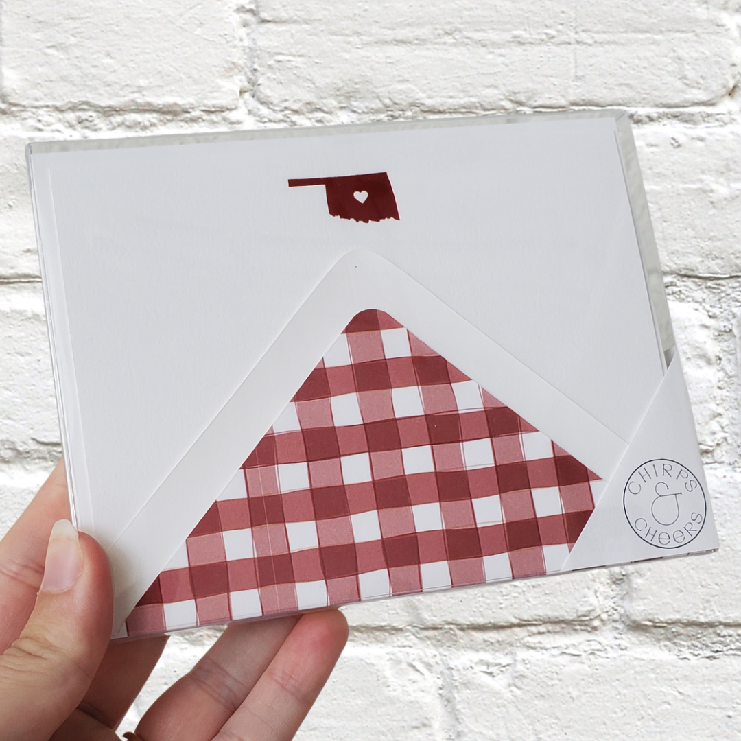 Oklahoma Red (OU) Foil Flat Notecard Set