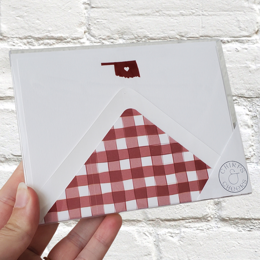 Oklahoma Red (OU) Foil Flat Notecard Set