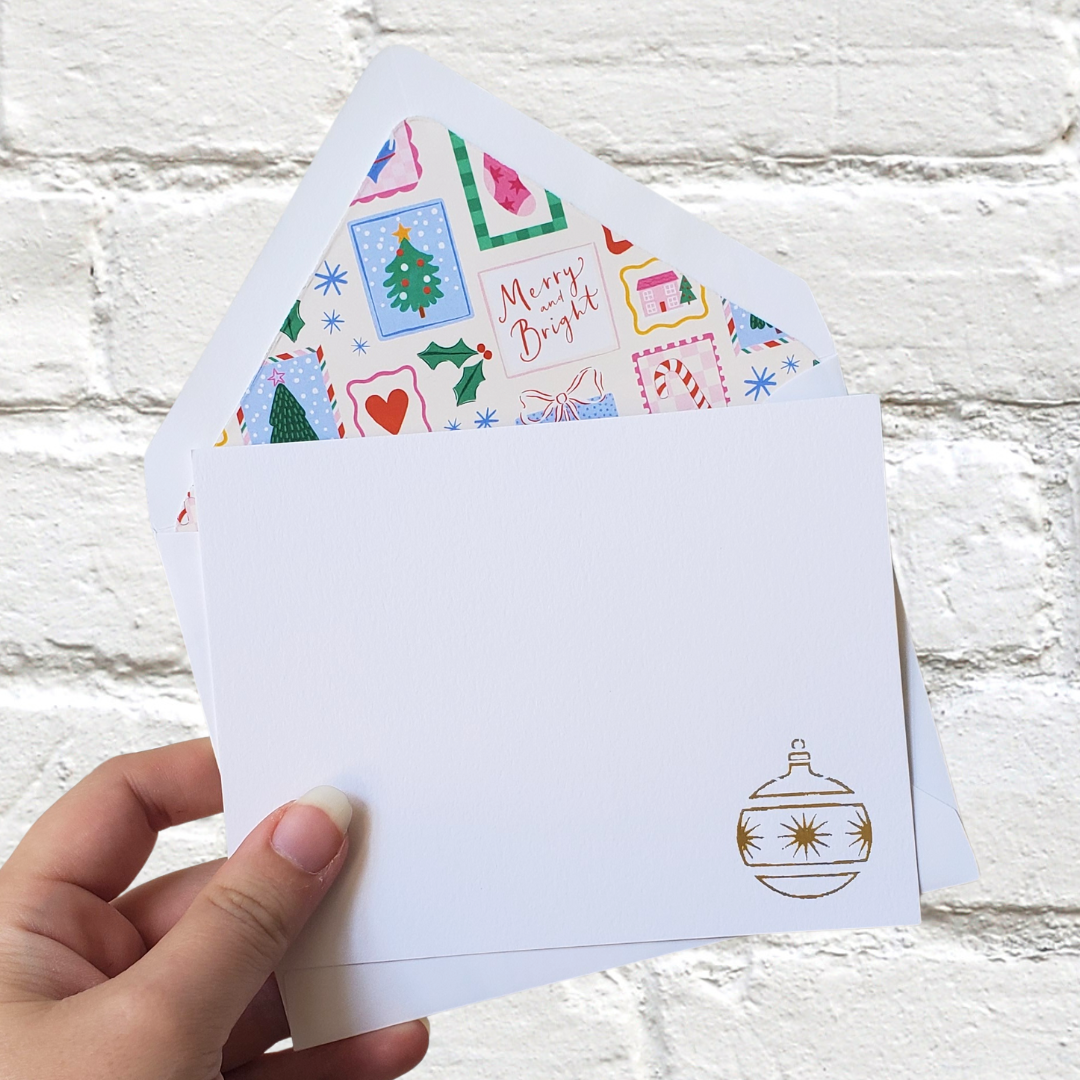 Ornament Whimsy - Foil Flat Notecard Set