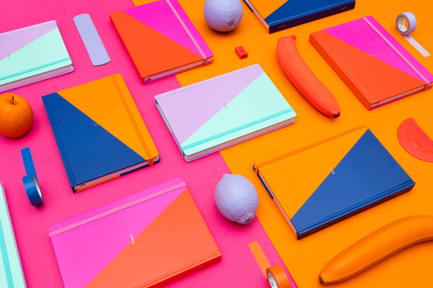 Yop & Tom USA - Contrast Lined Notebook (A5) - Navy & Orange