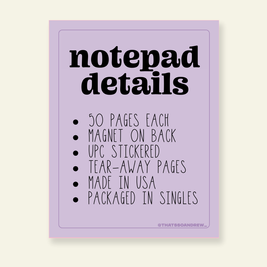 That’s So Andrew - Weenieful Ideas - Dachshund Snarky & Colorful Notepad