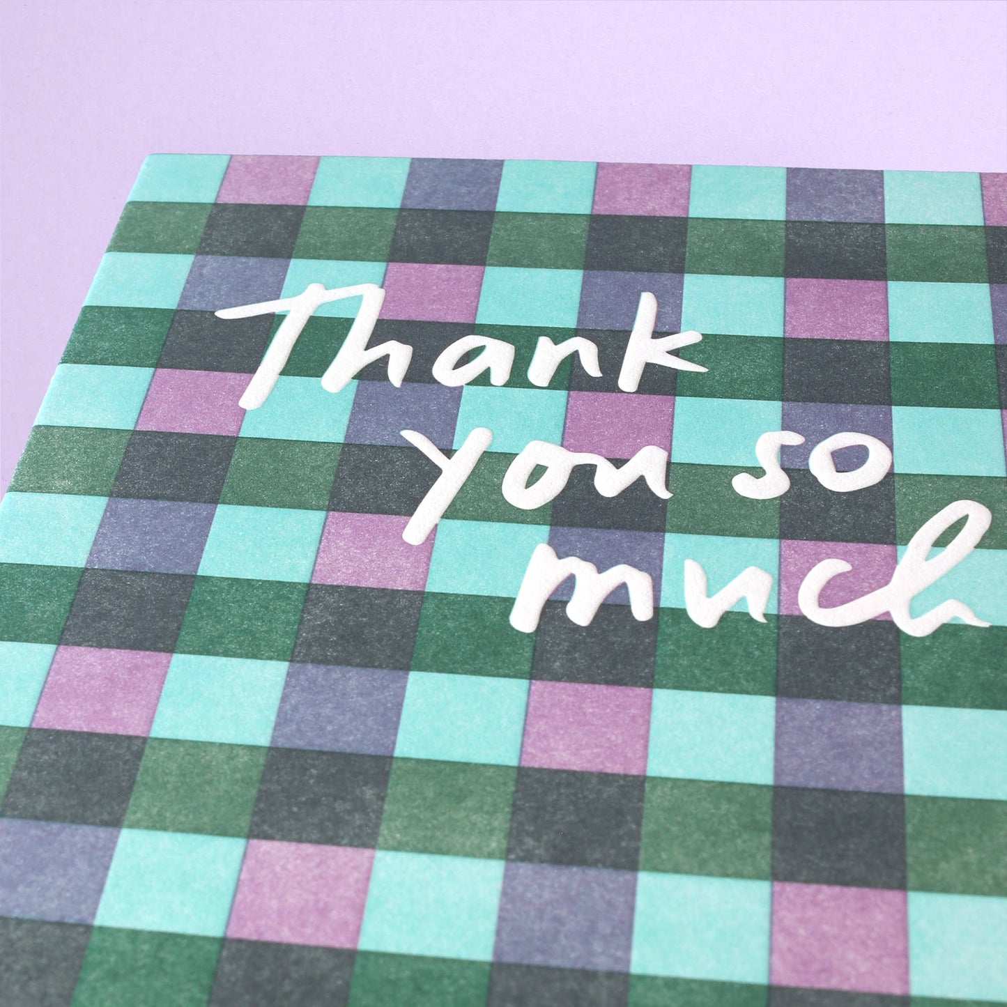Plaid Thank You - Letterpress Greeting Card