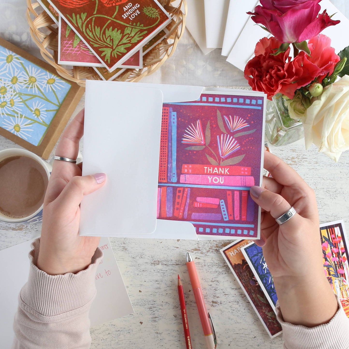 Heartell Press - Thank You (Book Flowers) Card