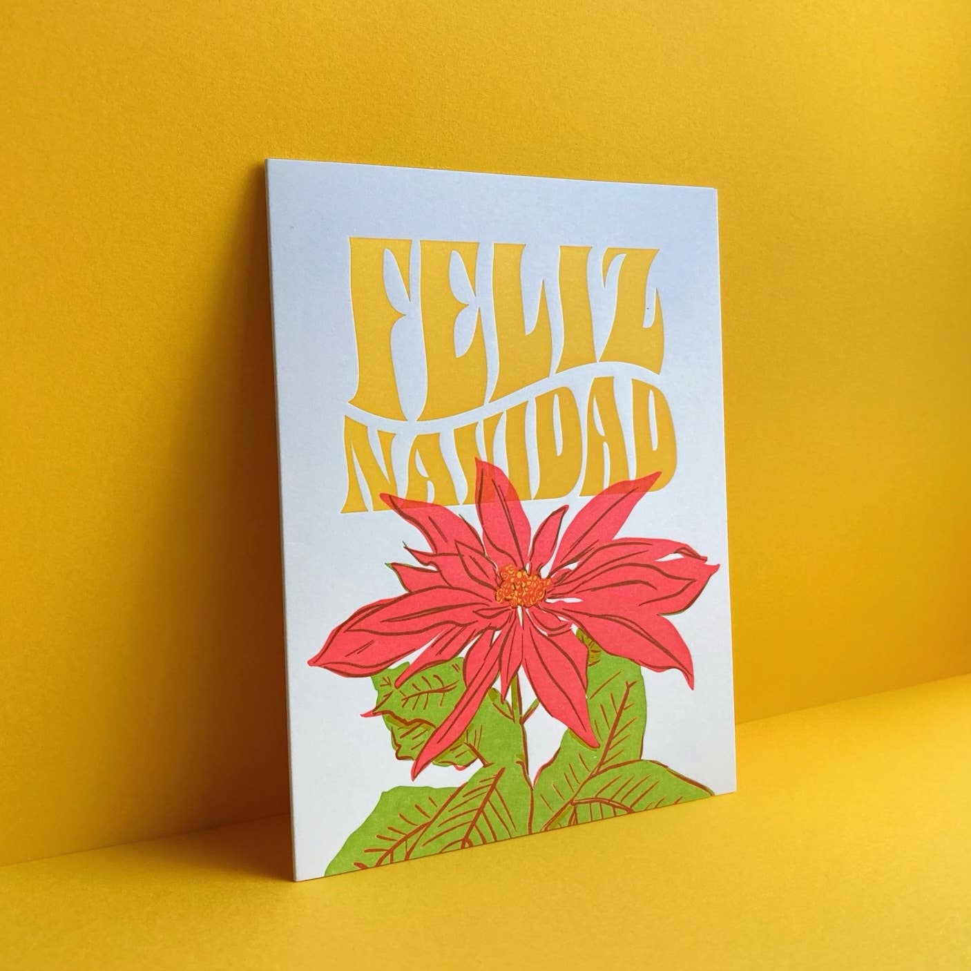 Pier Six Press - Feliz Navidad Poinsettia - Spanish Holiday Letterpress Card