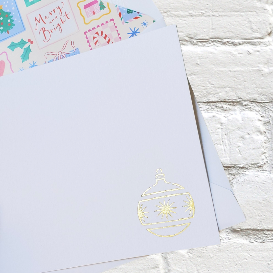 Ornament Whimsy - Foil Flat Notecard Set