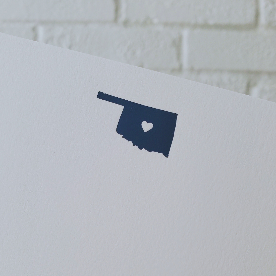 Oklahoma Navy Foil Flat Notecard Set