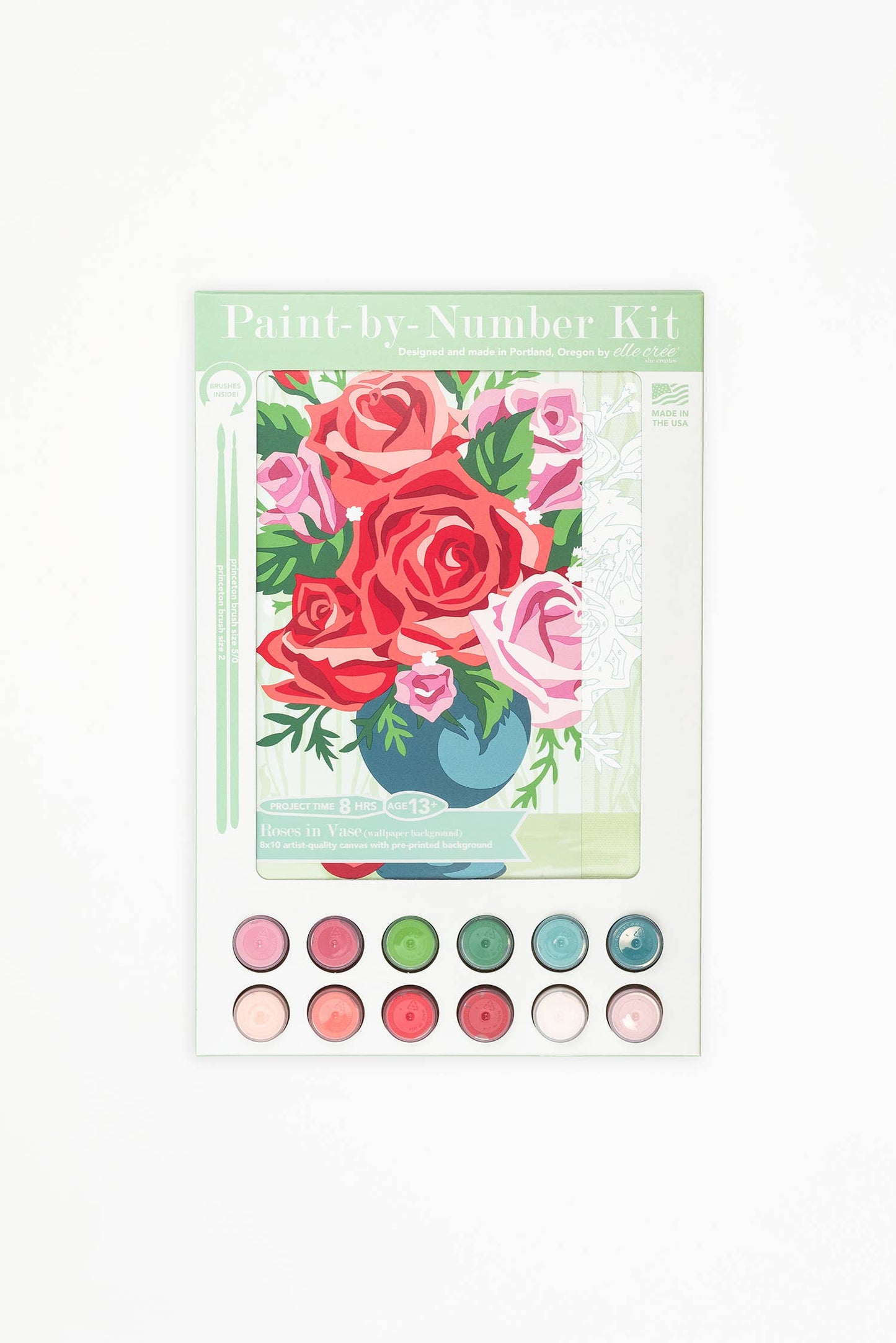 Elle Crée (She Creates) - Roses in Vase (wallpaper background) Paint-by-Number Kit
