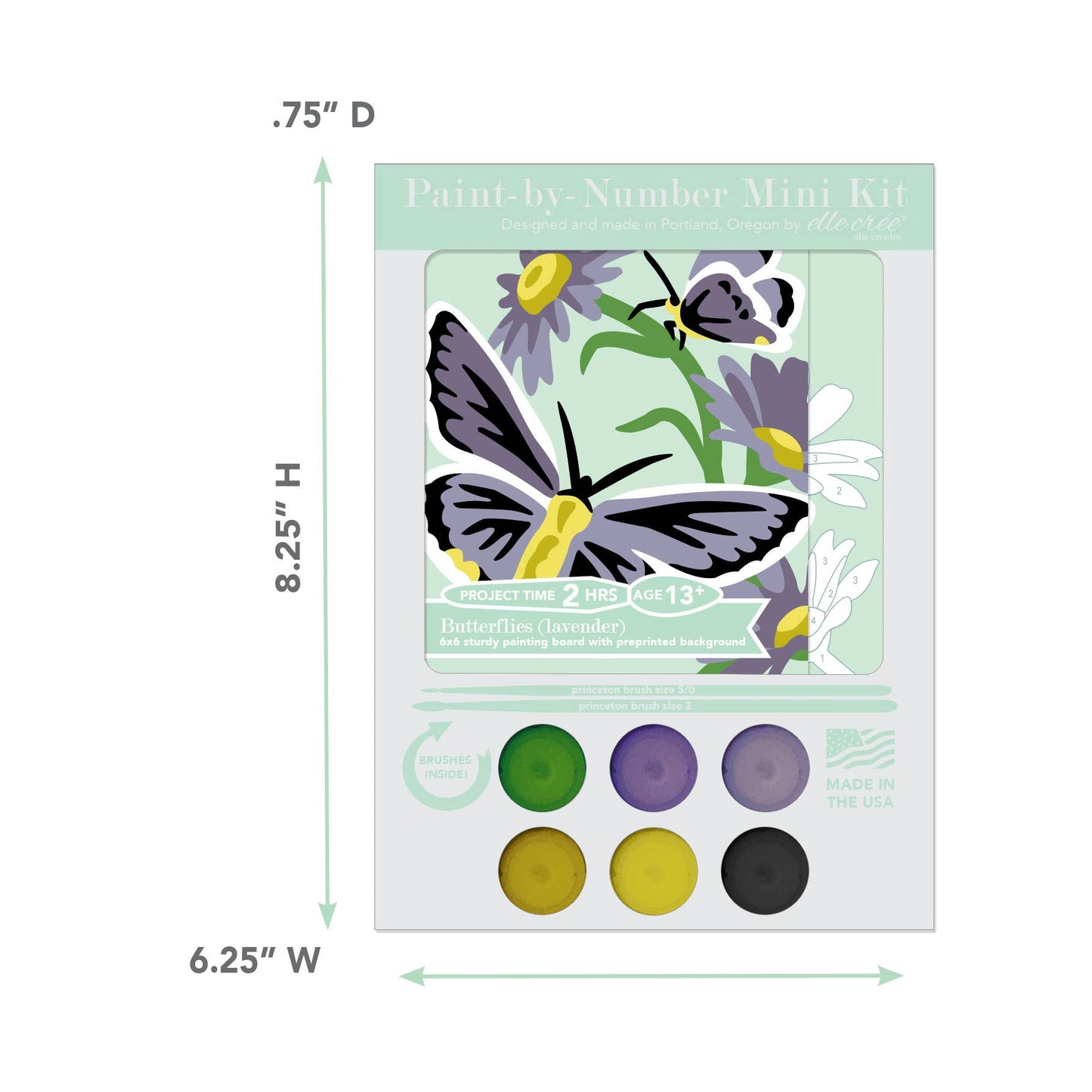 Elle Crée (She Creates) - Butterflies (lavender) MINI Paint-by-Number Kit