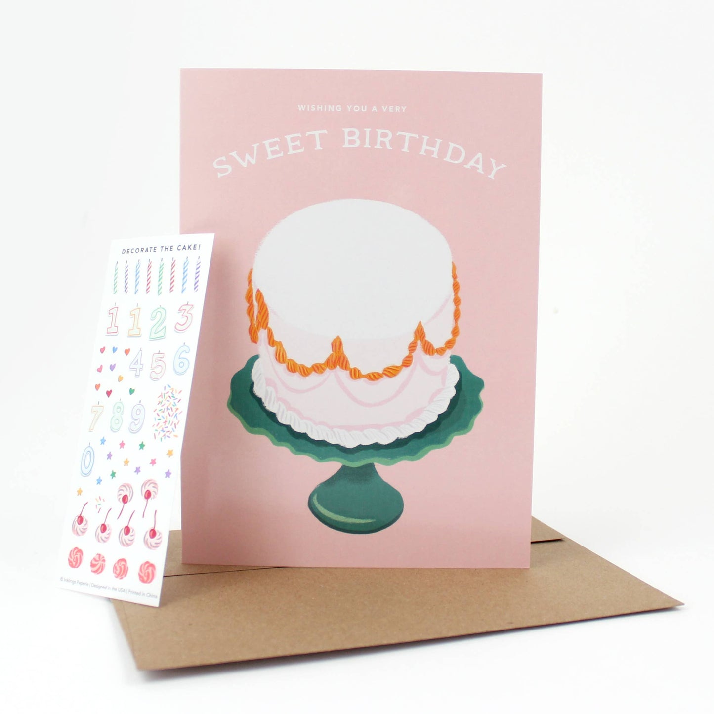 Inklings Paperie - Sticker Scene Card - Decorate a Cake
