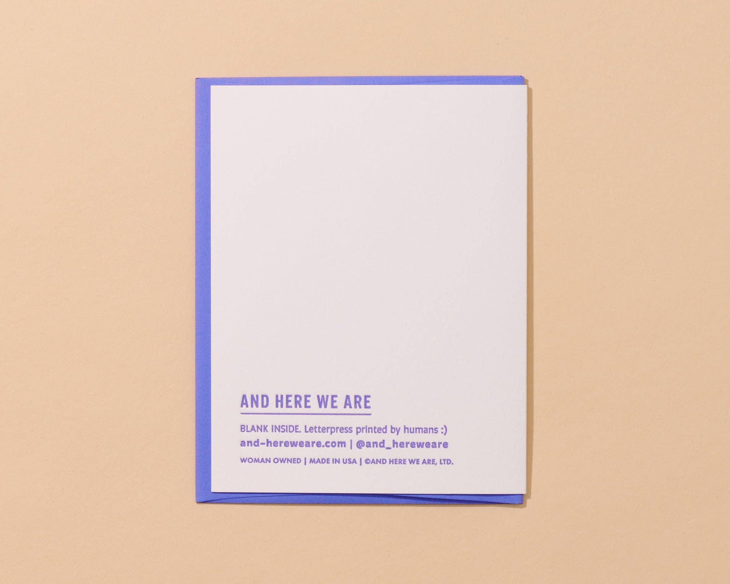And Here We Are - Coolest Cat Letterpress Card - Pet Loss, Sympathy