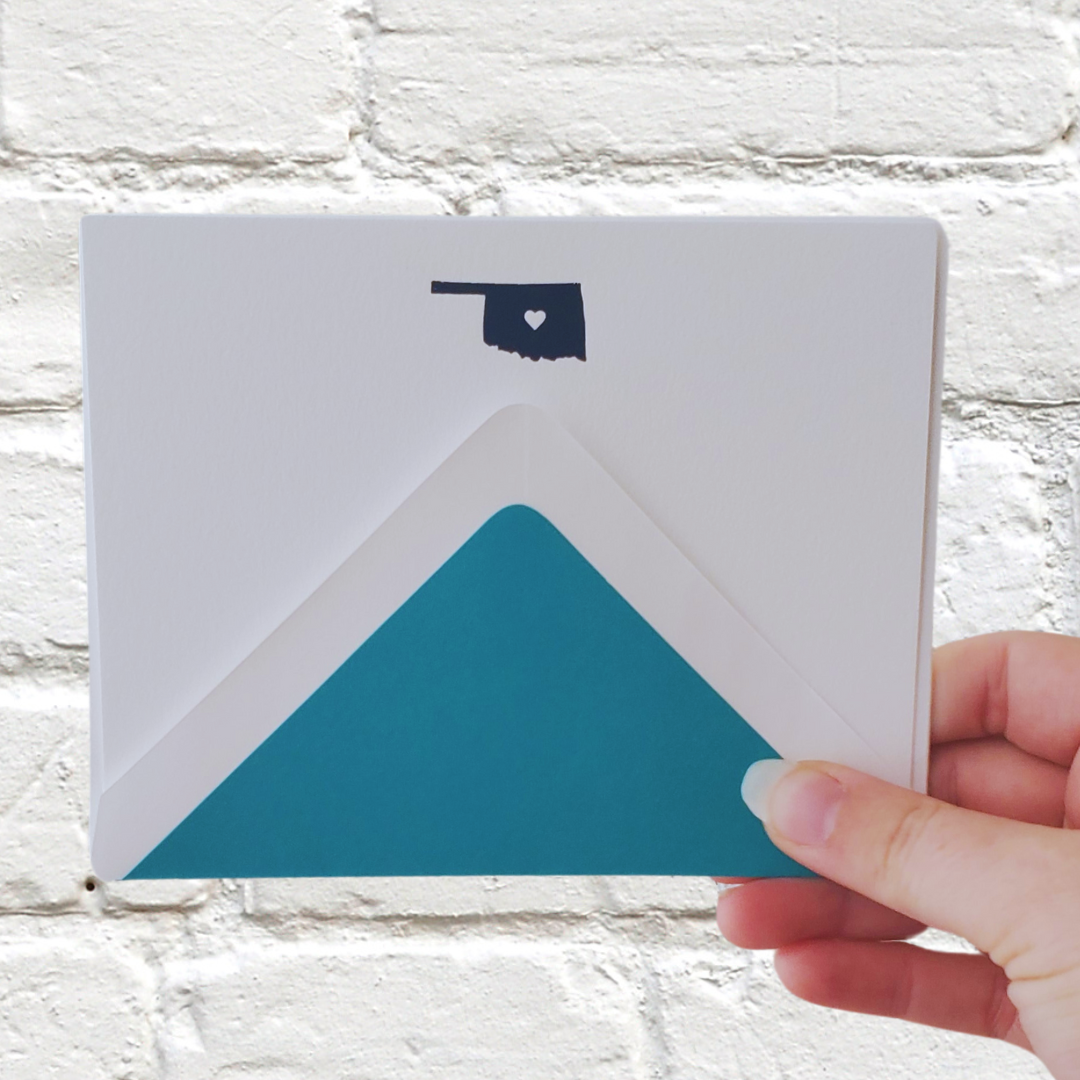 Oklahoma Navy Foil Flat Notecard Set