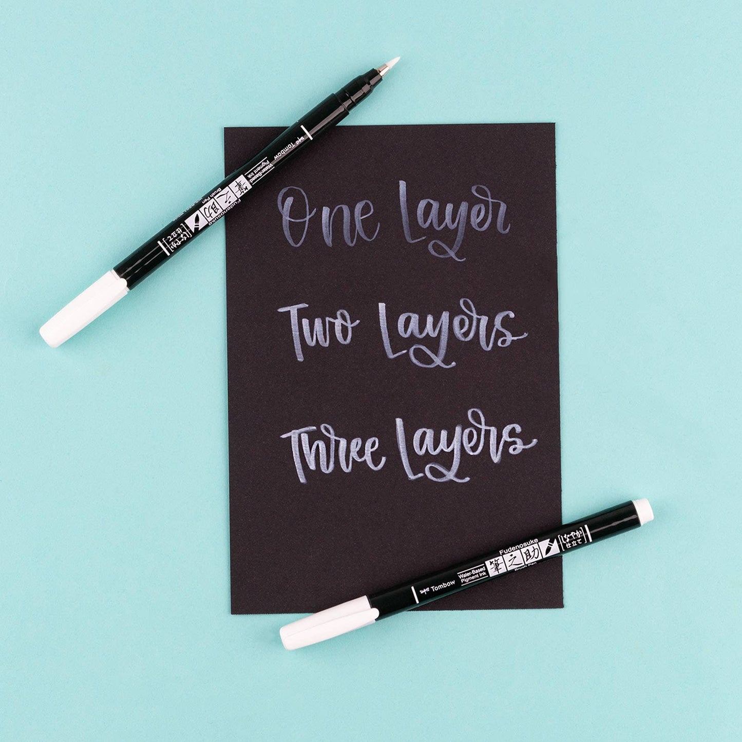 Tombow - WHITE Fudenosuke Calligraphy Brush Pens (set of 2)
